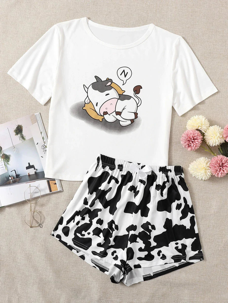 Cow Print Pajama Set