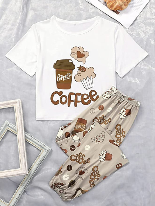 Coffee Print PJ Set