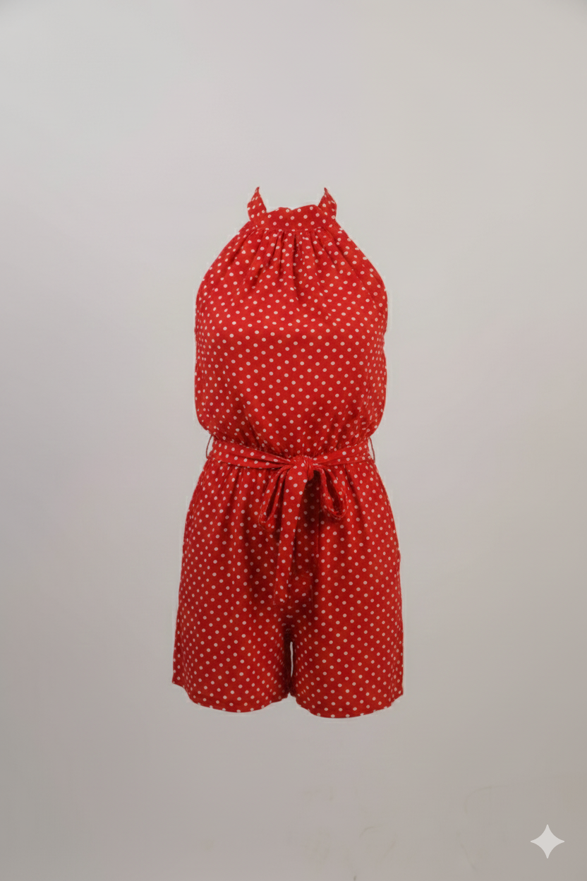 Halter Neck Polka Dots Jumpsuit