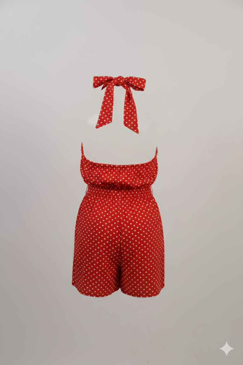 Halter Neck Polka Dots Jumpsuit