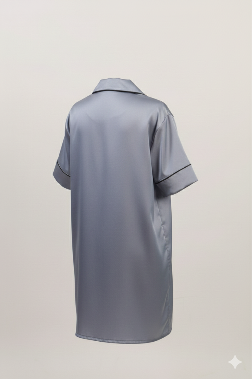 Pocket Front Satin Night Dress