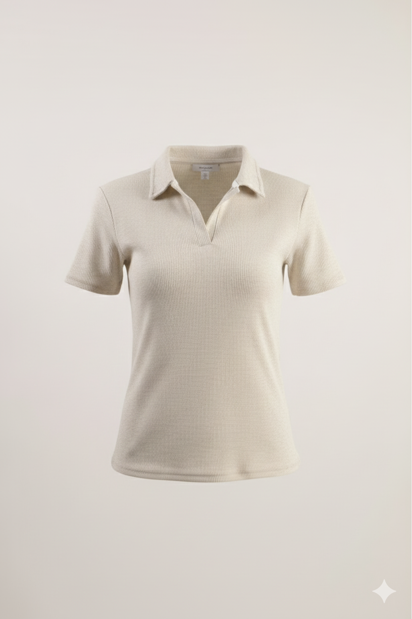 Half Sleeve Ribbed Knit Top