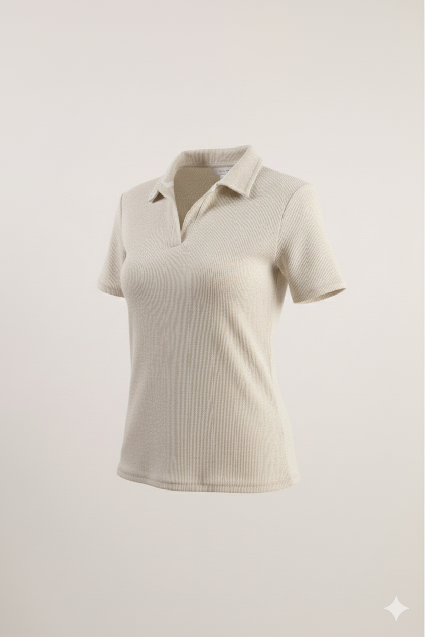 Half Sleeve Ribbed Knit Top