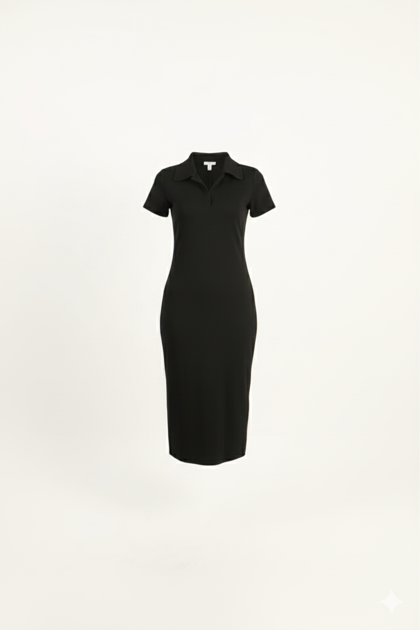 Collar Ribbed Knit Dress