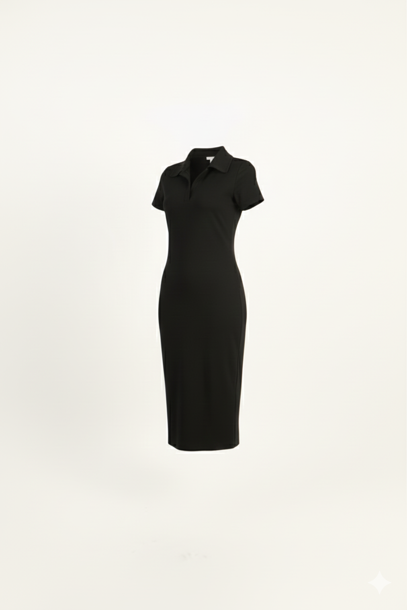 Collar Ribbed Knit Dress