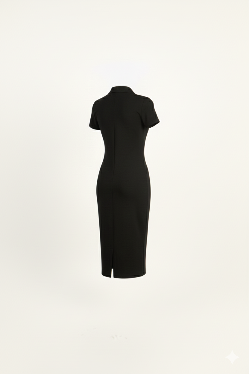 Collar Ribbed Knit Dress