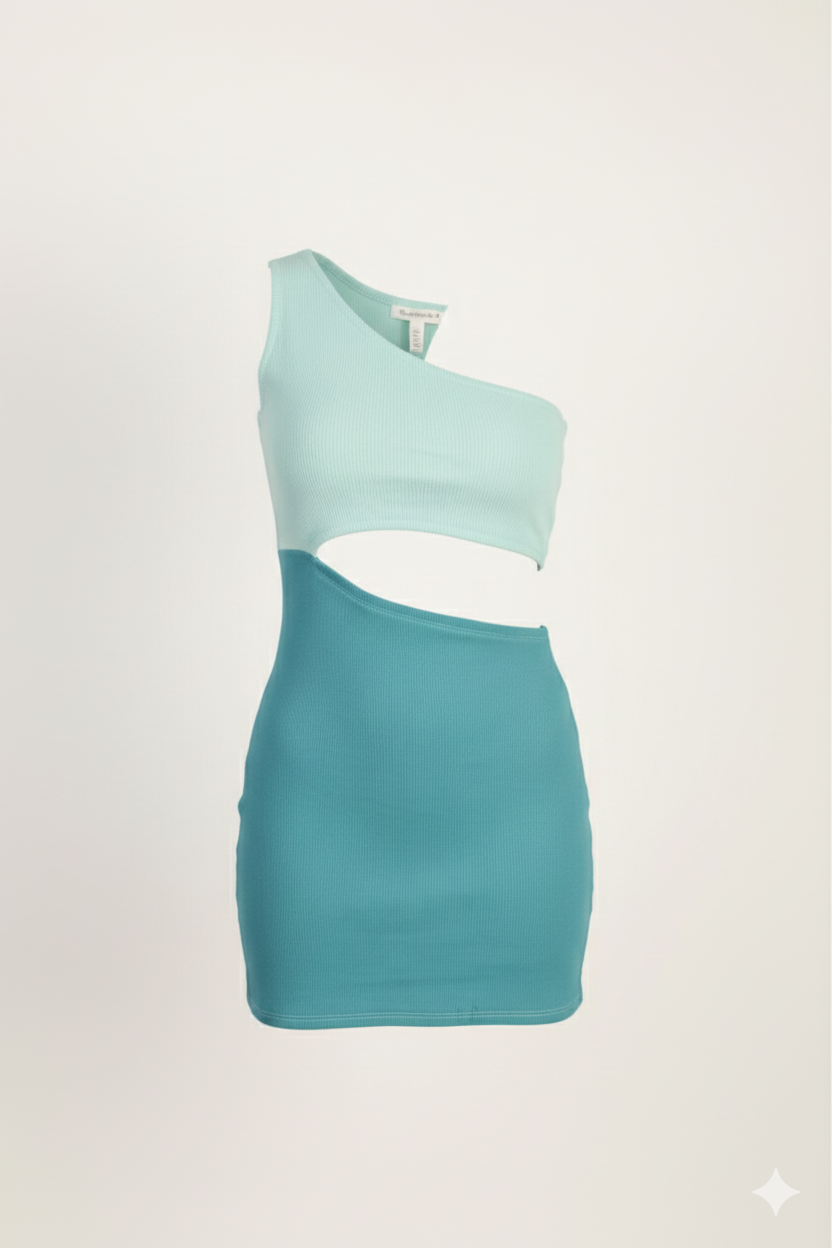 One Shoulder Ribbed Knit Dress