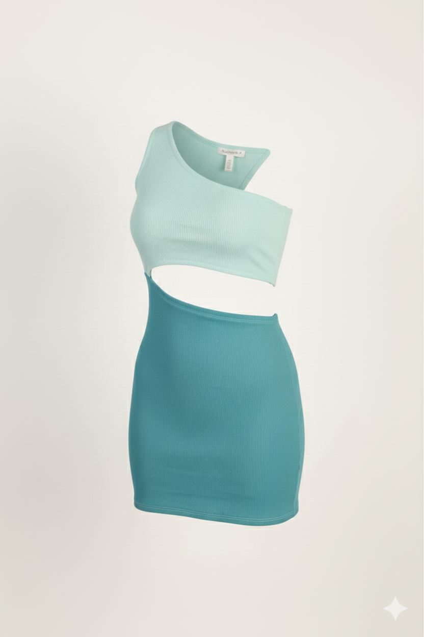 One Shoulder Ribbed Knit Dress