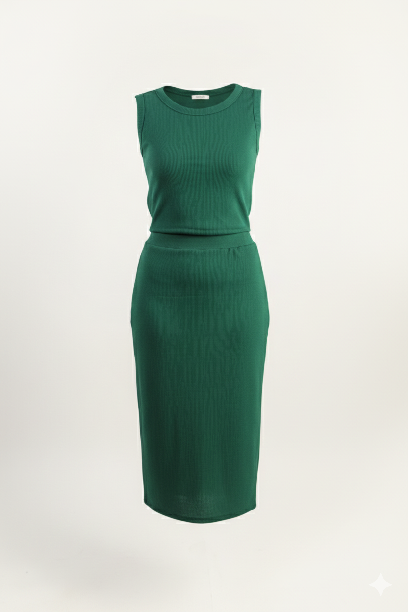 High Waist Ribbed Knit Skirt