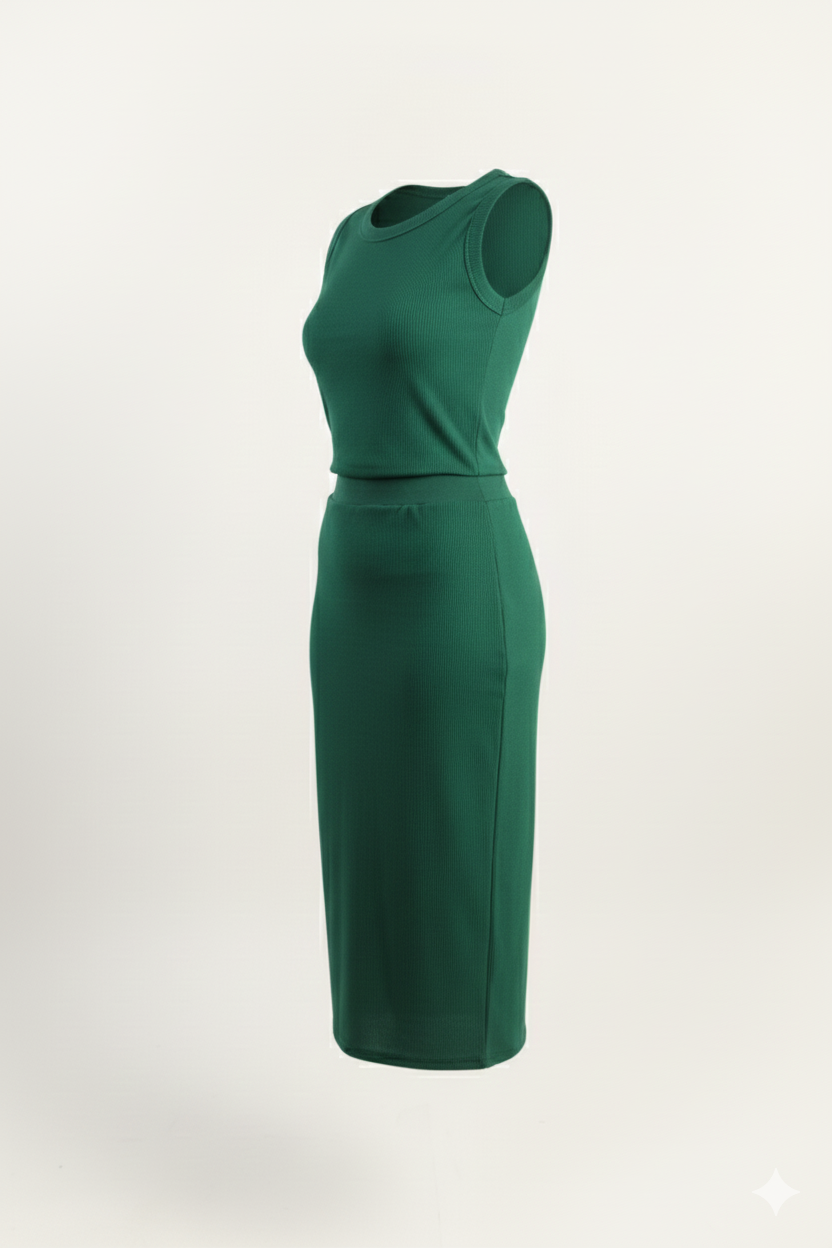 High Waist Ribbed Knit Skirt