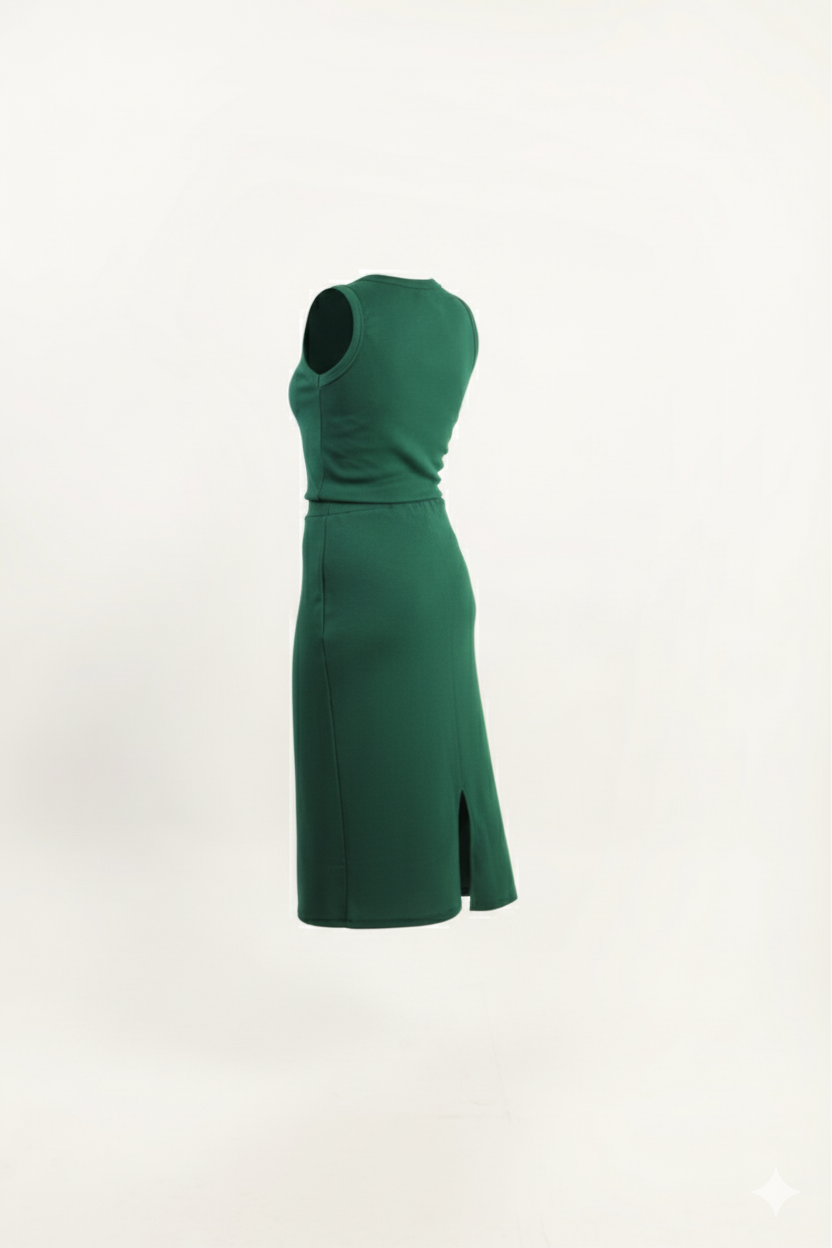 High Waist Ribbed Knit Skirt