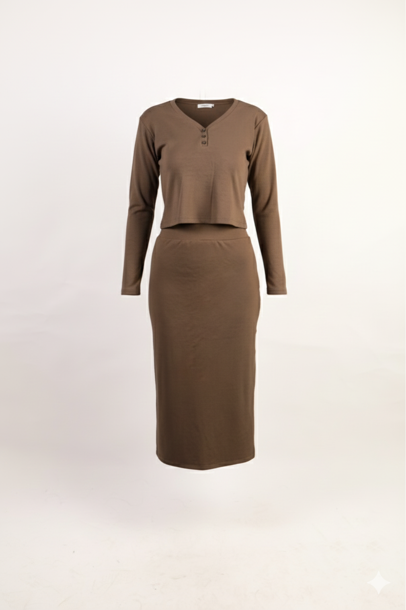 Ribbed Knit Pencil Skirt