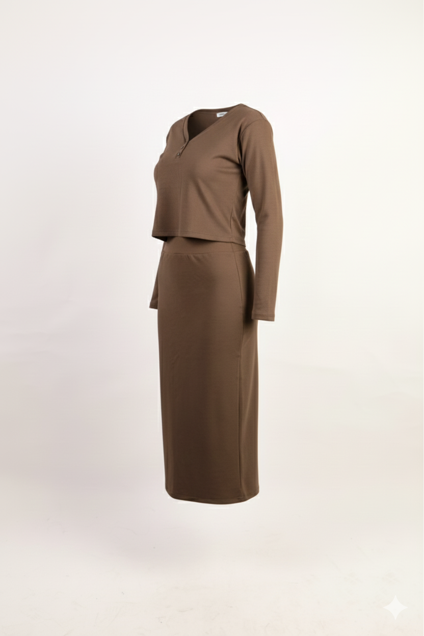 Ribbed Knit Pencil Skirt