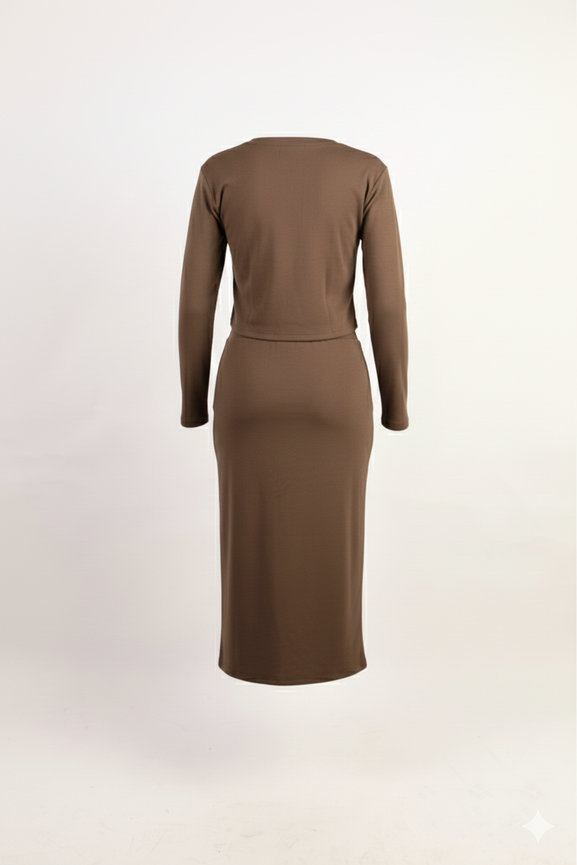 Ribbed Knit Long Sleeve Crop Tee