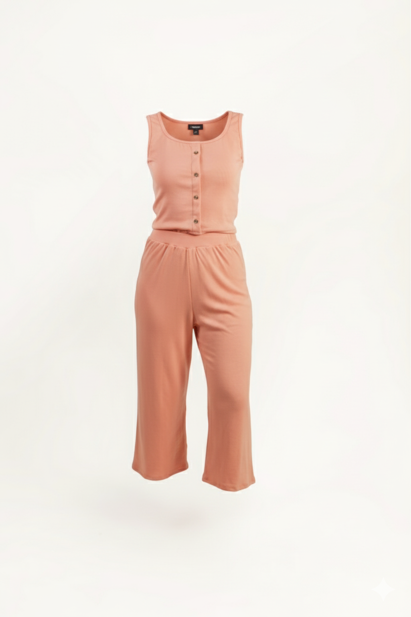 Button Front Ribbed Knit Top