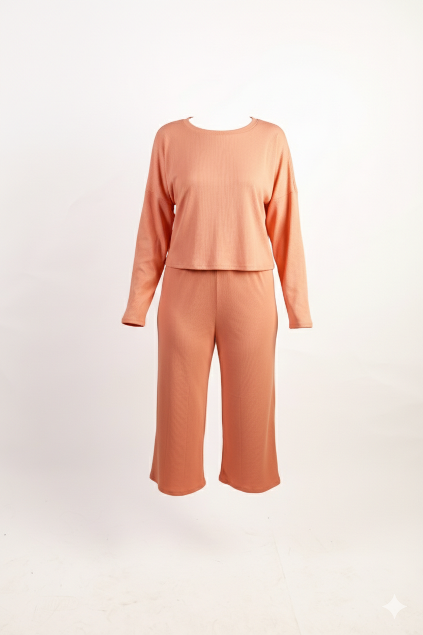 Ribbed Knit Oversized Tee