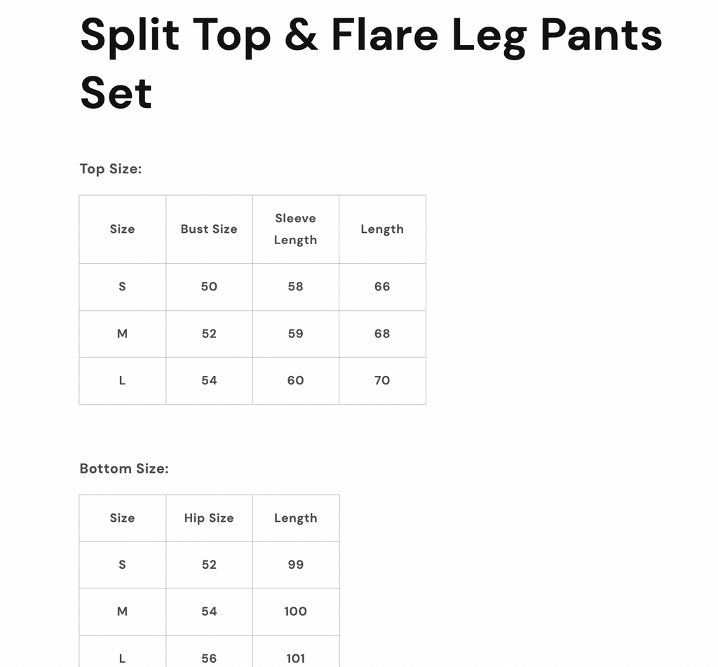 Split Top & Flare Leg Pants Set
