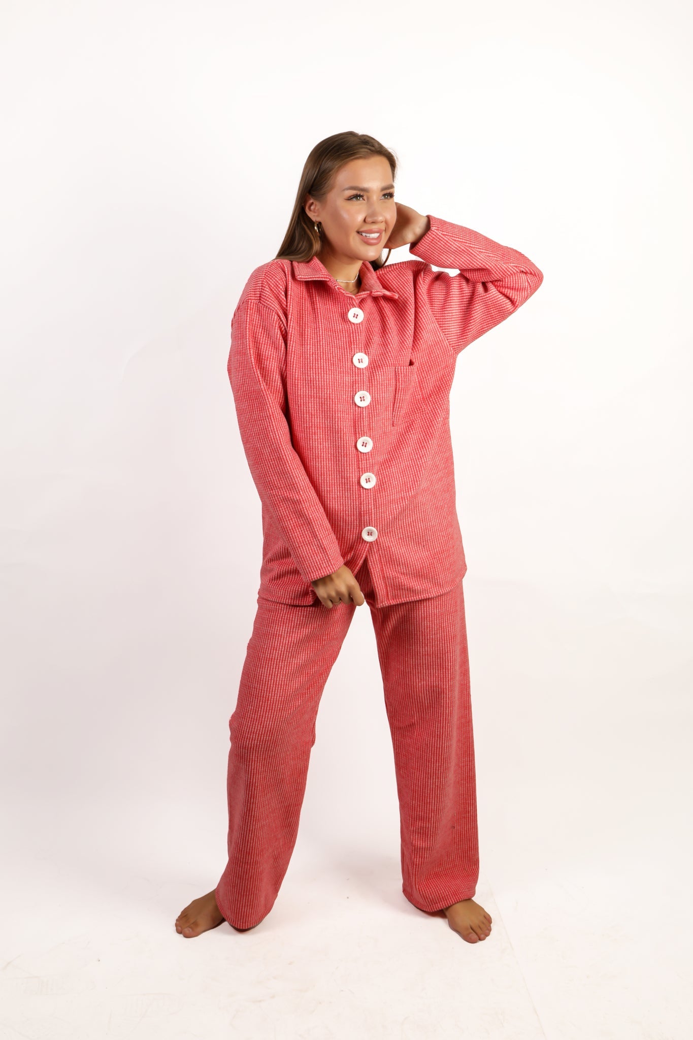 Plaid Button Pajama Set