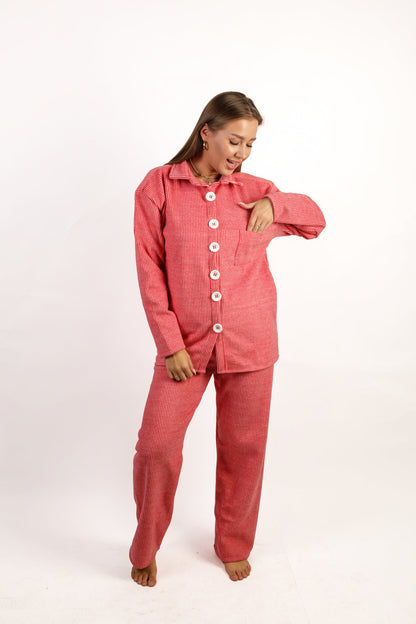 Plaid Button Pajama Set