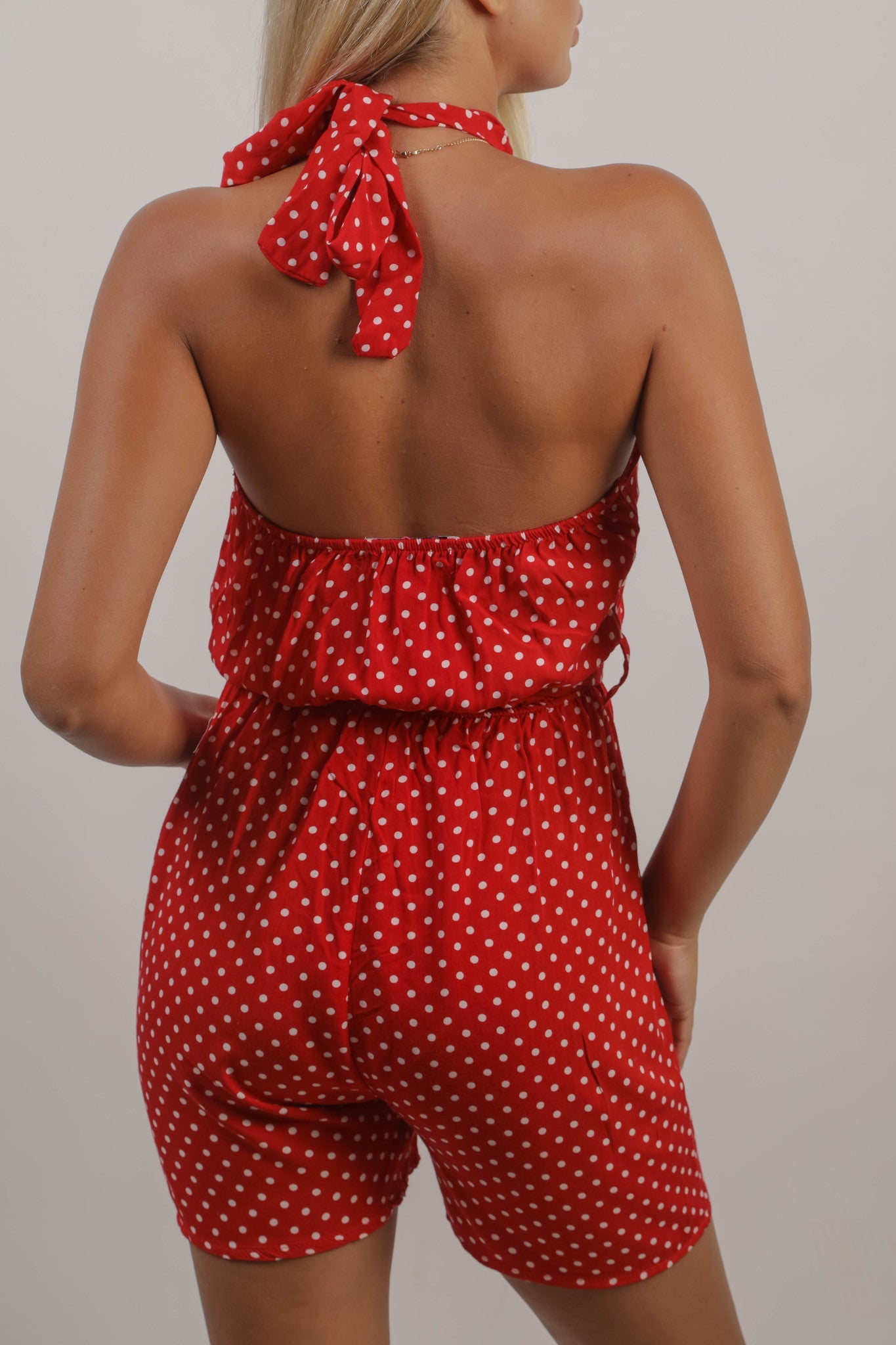 Halter Neck Polka Dots Jumpsuit