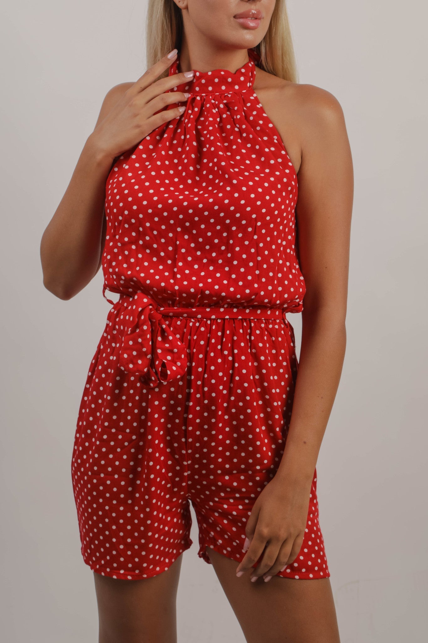 Halter Neck Polka Dots Jumpsuit